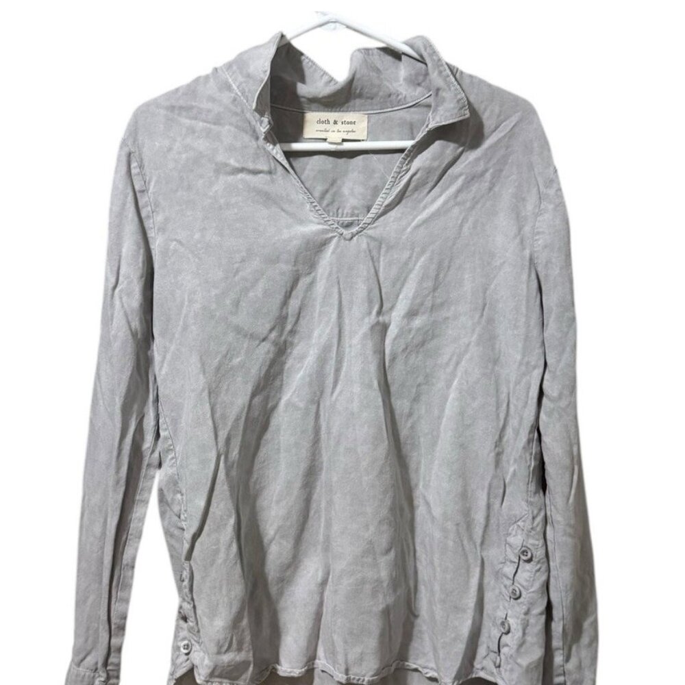 Cloth & Stone Anthropologie Tunic Top Sz Medium Long Sleeve Side Buttons‎ Tencel